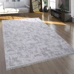 Paco Home Tapis De Salon, Tapis Poils Ras De Salon Au Look Oriental, Lavable, En Gris 60x100 Cm