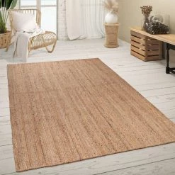 Paco Home Tapis De Salon Fibres Naturelles Jute Artisanal Motif Moderne Abstrait 60x100 Cm, Naturelle 2