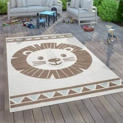 Paco Home Tapis Enfant Chambre D’Enfant Tapis De Jeux Garçon Fille Effet 3D Lion Beige 160x220 Cm