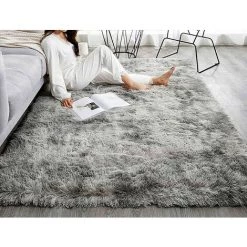 QERSTA Tapis De Salon Shaggy 80x120cm En Peluche Gris Foncé Fibre De Polypropylène Souple Tapis Antidérapante 8 QERSTA Tapis De Salon Shaggy 80x120cm En Peluche Gris Foncé Fibre De Polypropylène Souple Tapis Antidérapante -Tapis et paillasson Soldes 51901638 4