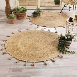 DOUCEUR D'INTÉRIEUR Tapis Rond (0) 120 Cm Uni En Jute + Fils Métal Sanda Argent -Tapis et paillasson Soldes 51920390 3