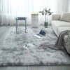 Minetgnon Tapis De Salon Shaggy Moderne En Peluche Pour La D¨¦coration Int¨¦rieure Gris Clair 160*230cm