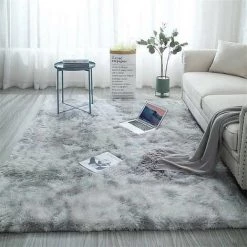 Minetgnon Tapis De Salon Shaggy Moderne En Peluche Pour La D¨¦coration Int¨¦rieure Gris Clair 160*230cm