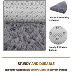 Minetgnon Tapis De Salon Shaggy Moderne En Peluche Pour La D¨¦coration Int¨¦rieure Gris Clair 160*230cm -Tapis et paillasson Soldes 51929632 4