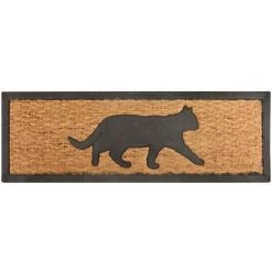 Tapis Cocos/caoutchouc Chat 75 X 25 Cm. Brun. Marque : Esschert Design. Réf. : RB170 - Brun
