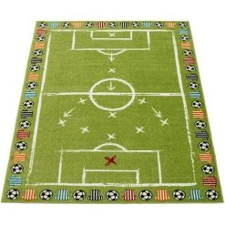 Paco Home Tapis Enfant Garçon Chambre Enfant Tapis Jeux Poils Ras Terrain De Foot Vert 80x150 Cm -Tapis et paillasson Soldes 52052470 5