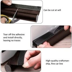 TANABATA Calfeutrer Bas De Porte. Anti Froid Bas De Porte Unilatéral Avec Joint Auto-Adhésif. Bande D'Etanchéité En Silicone Souple. Anti Bruit Isolement Du Bruit (Couleur Café. 96 Cm) -Tapis et paillasson Soldes 52059389 4