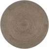Topdeal Tapis Fait à La Main Jute Rond 90 Cm Gris