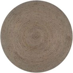 Topdeal Tapis Fait à La Main Jute Rond 90 Cm Gris