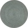Topdeal Tapis Fait à La Main Jute Rond 90 Cm Vert Olive