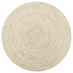 Topdeal Tapis Fait à La Main Jute Blanc Et Naturel 90 Cm