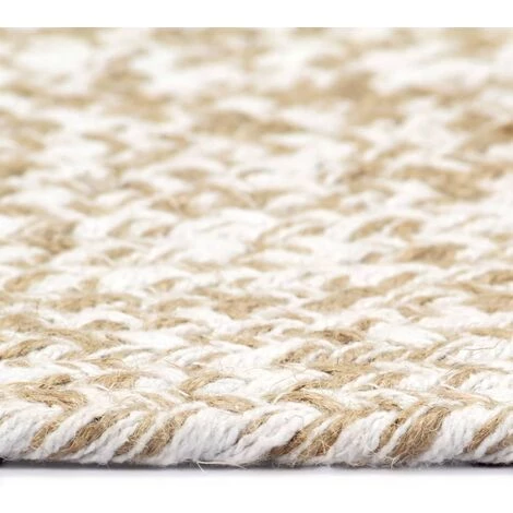 Topdeal Tapis Fait à La Main Jute Blanc Et Naturel 90 Cm 4 Topdeal Tapis Fait à La Main Jute Blanc Et Naturel 90 Cm – Image 4