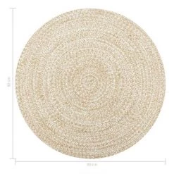 Topdeal Tapis Fait à La Main Jute Blanc Et Naturel 90 Cm 9 Topdeal Tapis Fait à La Main Jute Blanc Et Naturel 90 Cm -Tapis et paillasson Soldes 52080965 5