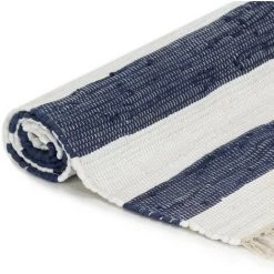 Topdeal Tapis Chindi Tissé à La Main Coton 160x230 Cm Bleu Et Blanc 7 Topdeal Tapis Chindi Tissé à La Main Coton 160x230 Cm Bleu Et Blanc -Tapis et paillasson Soldes 52081025 3