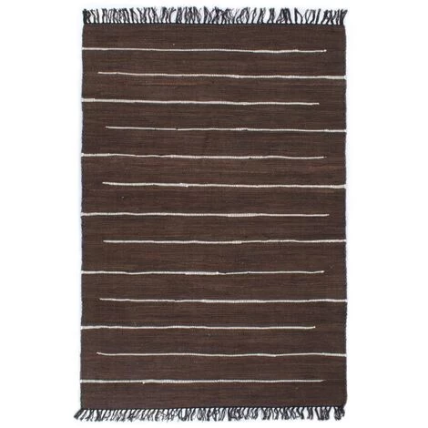 Topdeal Tapis Chindi Coton Tissé à La Main 80 X 160 Cm Marron 1 Topdeal Tapis Chindi Coton Tissé à La Main 80 X 160 Cm Marron