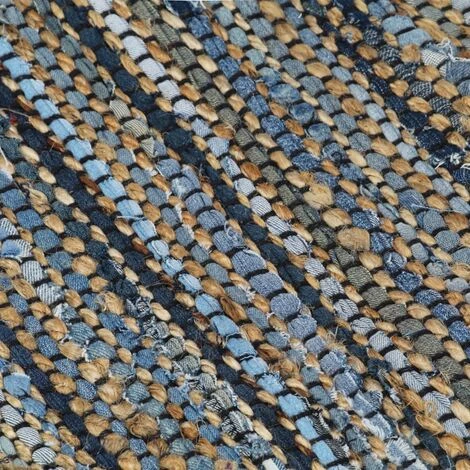 Topdeal Tapis Chindi Tissé à La Main Denim Jute 80 X 160 Cm Multicolore 2 Topdeal Tapis Chindi Tissé à La Main Denim Jute 80 X 160 Cm Multicolore – Image 2
