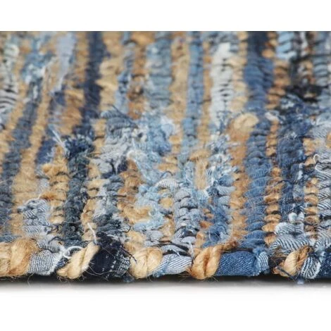Topdeal Tapis Chindi Tissé à La Main Denim Jute 80 X 160 Cm Multicolore 4 Topdeal Tapis Chindi Tissé à La Main Denim Jute 80 X 160 Cm Multicolore – Image 4