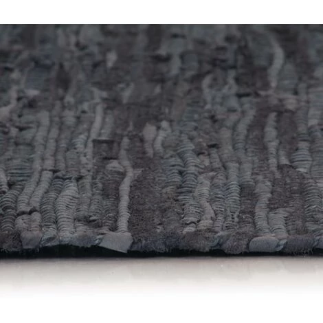 Topdeal Tapis Chindi Tissé à La Main Cuir 120 X 170 Cm Gris 4 Topdeal Tapis Chindi Tissé à La Main Cuir 120 X 170 Cm Gris – Image 4