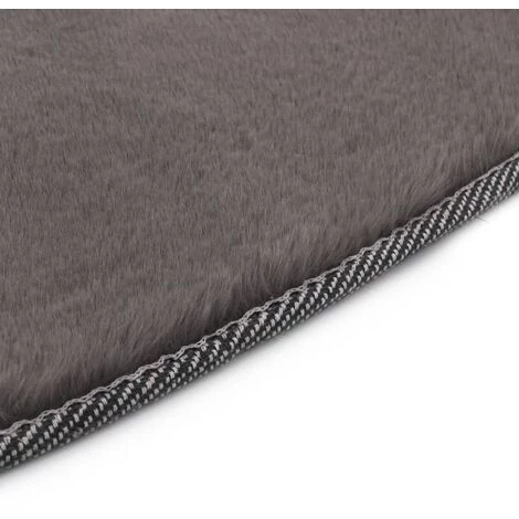 Topdeal Tapis 80 Cm Fausse Fourrure De Lapin Gris Foncé 3 Topdeal Tapis 80 Cm Fausse Fourrure De Lapin Gris Foncé – Image 3