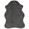Topdeal Tapis 65 X 95 Cm Fausse Fourrure De Lapin Gris Foncé