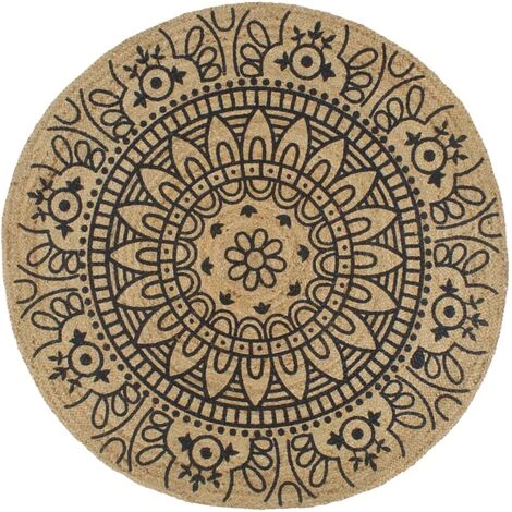 Topdeal Tapis Fait à La Main Jute Avec Imprimé Bleu Foncé 90 Cm 1 Topdeal Tapis Fait à La Main Jute Avec Imprimé Bleu Foncé 90 Cm