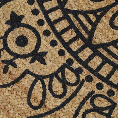 Topdeal Tapis Fait à La Main Jute Avec Imprimé Bleu Foncé 90 Cm 2 Topdeal Tapis Fait à La Main Jute Avec Imprimé Bleu Foncé 90 Cm – Image 2