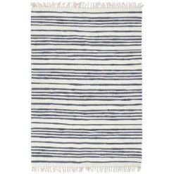 Topdeal Tapis Chindi Tissé à La Main Coton 120x170 Cm Bleu Et Blanc