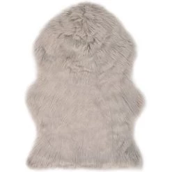 Topdeal Tapis 60 X 90 Cm Peau De Mouton Synthétique Gris Clair VDFF25012_FR