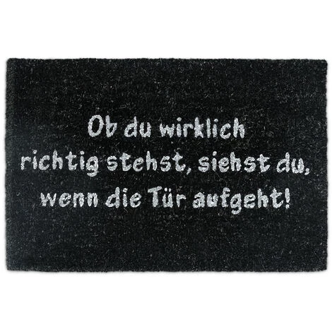 Relaxdays Paillasson, Tapis D'entrée, Fibre De Coco, Texte Allemand, Porte Entrée, Dessous Antidérapant, PVC, Noir 1 Relaxdays Paillasson, Tapis D'entrée, Fibre De Coco, Texte Allemand, Porte Entrée, Dessous Antidérapant, PVC, Noir