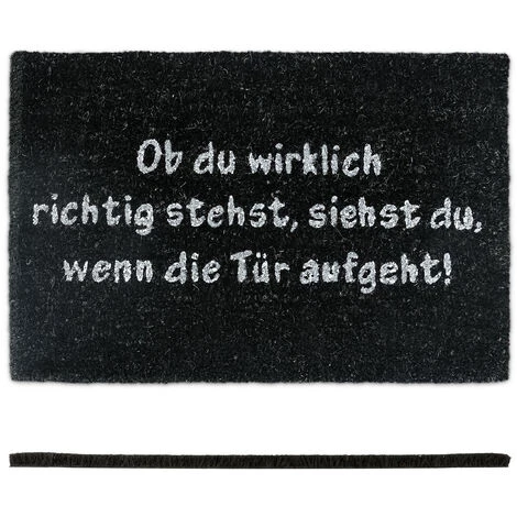 Relaxdays Paillasson, Tapis D'entrée, Fibre De Coco, Texte Allemand, Porte Entrée, Dessous Antidérapant, PVC, Noir 2 Relaxdays Paillasson, Tapis D'entrée, Fibre De Coco, Texte Allemand, Porte Entrée, Dessous Antidérapant, PVC, Noir – Image 2
