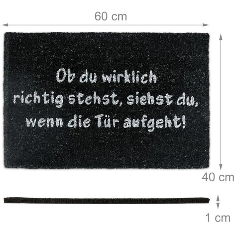 Relaxdays Paillasson, Tapis D'entrée, Fibre De Coco, Texte Allemand, Porte Entrée, Dessous Antidérapant, PVC, Noir 4 Relaxdays Paillasson, Tapis D'entrée, Fibre De Coco, Texte Allemand, Porte Entrée, Dessous Antidérapant, PVC, Noir – Image 4