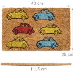 Relaxdays Mini Paillasson Enfants Avec Motifs Voitures Tapis Entrée Fibres De Coco HxlxP: 1,5 X 40 X 25 Cm Tapis De Sol Chambre Enfant Tapis Antidérapant Caoutchouc, Motif Voitures -Tapis et paillasson Soldes 52199867 3