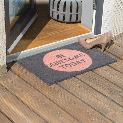 Relaxdays Paillasson Fibres De Coco 60x40 BE AWESOME TODAY Tapis De Sol Tapis D'entrée Support Anti-dérapant PVC Noir, Rose 2 Relaxdays Paillasson Fibres De Coco 60x40 BE AWESOME TODAY Tapis De Sol Tapis D'entrée Support Anti-dérapant PVC Noir, Rose – Image 2