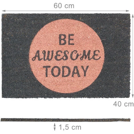 Relaxdays Paillasson Fibres De Coco 60x40 BE AWESOME TODAY Tapis De Sol Tapis D'entrée Support Anti-dérapant PVC Noir, Rose 4 Relaxdays Paillasson Fibres De Coco 60x40 BE AWESOME TODAY Tapis De Sol Tapis D'entrée Support Anti-dérapant PVC Noir, Rose – Image 4
