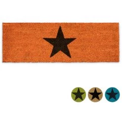 Relaxdays Paillasson ETOILES Fibres De Coco Antidérapant Porte Entrée Tapis Usage Intérieur Extérieur HxlxP 1,5 X 75 X 25 Cm étoile, Orange