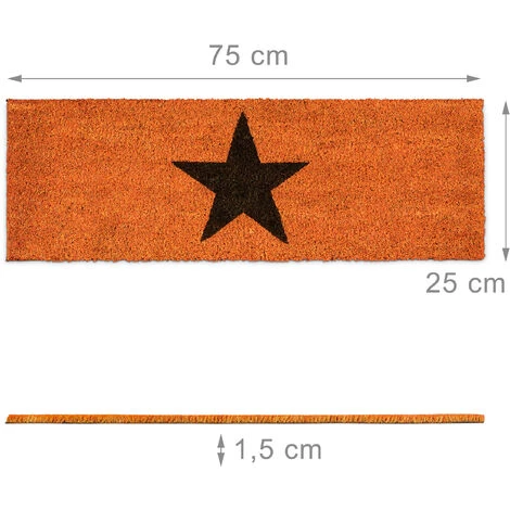Relaxdays Paillasson ETOILES Fibres De Coco Antidérapant Porte Entrée Tapis Usage Intérieur Extérieur HxlxP 1,5 X 75 X 25 Cm étoile, Orange 3 Relaxdays Paillasson ETOILES Fibres De Coco Antidérapant Porte Entrée Tapis Usage Intérieur Extérieur HxlxP 1,5 X 75 X 25 Cm étoile, Orange – Image 3