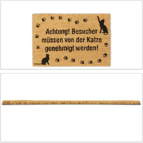 Relaxdays Paillasson En Coco, Motifs De Chat Tapis Antidérapant, Essuie-pieds Intérieurs & Extérieurs, 40x60 Cm, 2 Relaxdays Paillasson En Coco, Motifs De Chat Tapis Antidérapant, Essuie-pieds Intérieurs & Extérieurs, 40x60 Cm, – Image 2