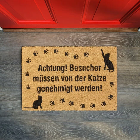 Relaxdays Paillasson En Coco, Motifs De Chat Tapis Antidérapant, Essuie-pieds Intérieurs & Extérieurs, 40x60 Cm, 3 Relaxdays Paillasson En Coco, Motifs De Chat Tapis Antidérapant, Essuie-pieds Intérieurs & Extérieurs, 40x60 Cm, – Image 3