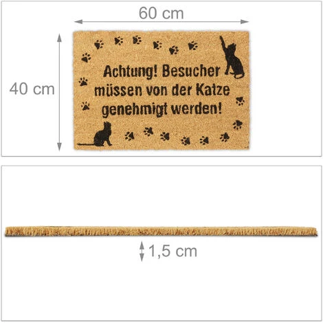 Relaxdays Paillasson En Coco, Motifs De Chat Tapis Antidérapant, Essuie-pieds Intérieurs & Extérieurs, 40x60 Cm, 5 Relaxdays Paillasson En Coco, Motifs De Chat Tapis Antidérapant, Essuie-pieds Intérieurs & Extérieurs, 40x60 Cm, – Image 5