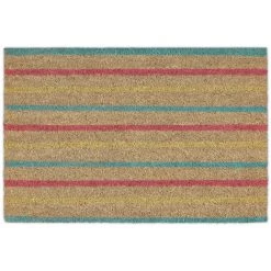 Relaxdays Paillasson Coco, Rayures, 40 X 60 Cm, Tapis D’entrée Antidérapant, Pour L’intérieur Et L’extérieur, Coloré