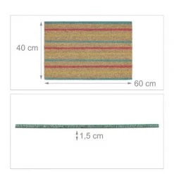 Relaxdays Paillasson Coco, Rayures, 40 X 60 Cm, Tapis D’entrée Antidérapant, Pour L’intérieur Et L’extérieur, Coloré -Tapis et paillasson Soldes 52205120 5