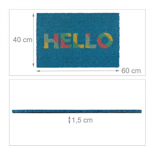 Relaxdays Paillasson Coco, Tapis D’entrée «HELLO», 40 X 60 Cm, Antidérapant, Carré, Intérieur Et Extérieur, Bleu/coloré 5 Relaxdays Paillasson Coco, Tapis D’entrée «HELLO», 40 X 60 Cm, Antidérapant, Carré, Intérieur Et Extérieur, Bleu/coloré – Image 5