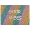 Relaxdays Paillasson Coco, Tapis D’entrée «Good Vibes», Rayé, Antidérapant, Intérieur & Extérieur, 40 X 60 Cm, Coloré