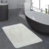 Paco Home Tapis Salle De Bain Moderne Poils Longs Uni Tapis De Bain Antidérapant Blanc 40x55 Cm
