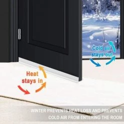 Bande D'étanchéité En Bas De Porte, Souple Isolant Phonique Thermique Bande, Porte Bas Joint Strip, Adhésif Sous La Porte Coupe-froid, 96cm Bande D'étanchéité(Double White)，Starlight -Tapis et paillasson Soldes 52490620 3