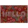 Relaxdays Paillasson Coco, Inscription Hello & Motif Floral, Tapis De Porte Intérieur & Extérieur, 40x60 Cm, Coloré