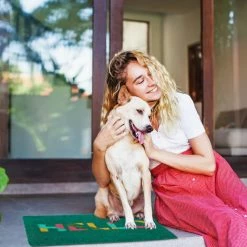 Relaxdays Paillasson Coco «Hello», Intérieur, Extérieur, Couloir, Entrée, PVC Antidérapant, Tapis De Porte, 60x40, Vert -Tapis et paillasson Soldes 52564782 4