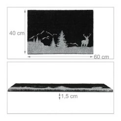 Relaxdays Paillasson Coco, Motif De Forêt, 40 X 60 Cm, Antidérapant, Tapis De Porte, Intérieur, Extérieur, Noir-blanc -Tapis et paillasson Soldes 52564784 5