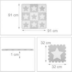 Relaxdays Tapis Puzzle étoiles, 9 Carrés, 18 Pièces, Mousse EVA, Sans Substances Nocives, Dalle Jeu 91x91 Cm, Gris Clair 9 Relaxdays Tapis Puzzle étoiles, 9 Carrés, 18 Pièces, Mousse EVA, Sans Substances Nocives, Dalle Jeu 91x91 Cm, Gris Clair -Tapis et paillasson Soldes 52564785 5