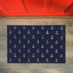 Relaxdays Paillasson Coco, Tapis D’entrée Ancre, 40x60 Cm, Antidérapant, Résistant, Intérieur Et Extérieur, Bleu/blanc -Tapis et paillasson Soldes 52564814 3
